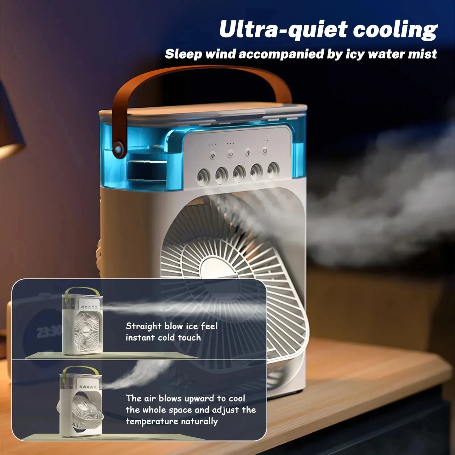 Refrigerador De Ar Ventilador Umidificador Portátil com Reservatório De Água