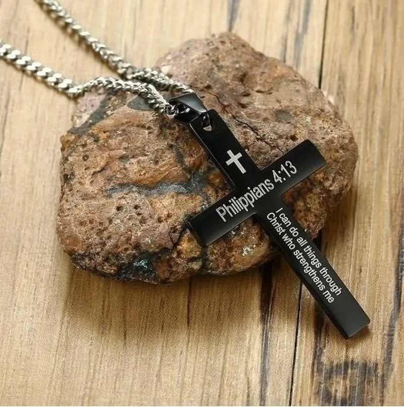 Colar Criativo com Pingente de Cruz de Jesus Cristo – Design Religioso Simples e Elegante para Homens e Mulheres