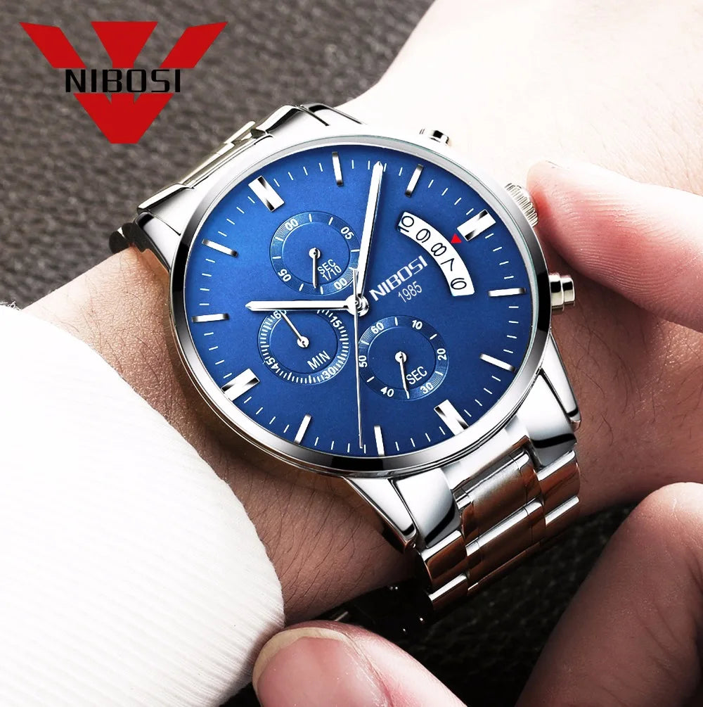 Relógio Masculino Nibosi - Marca Superior, Estilo Militar, Movimento Quartzo e Design Esportivo