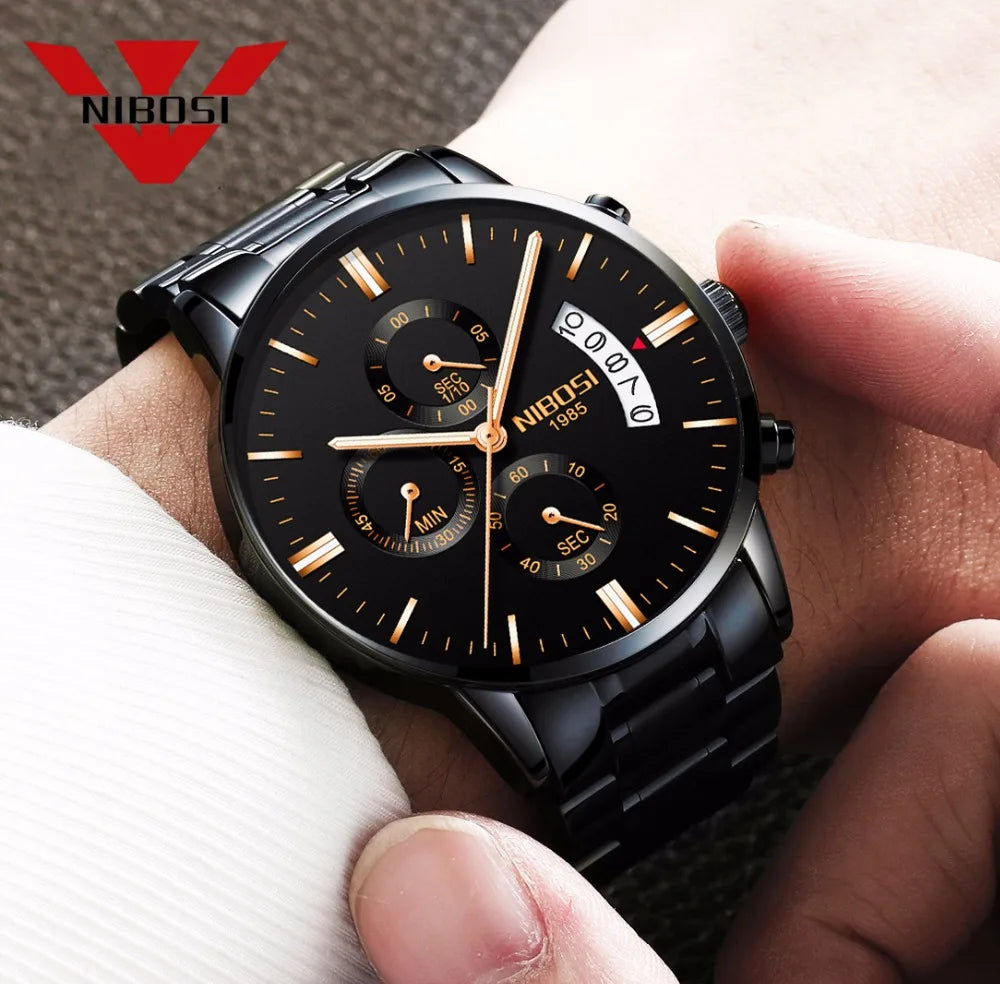 Relógio Masculino Nibosi - Marca Superior, Estilo Militar, Movimento Quartzo e Design Esportivo