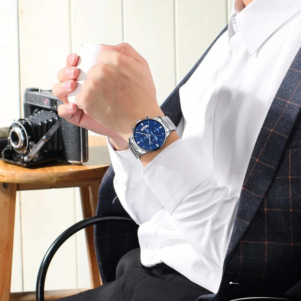 Relógio Masculino Nibosi - Marca Superior, Estilo Militar, Movimento Quartzo e Design Esportivo