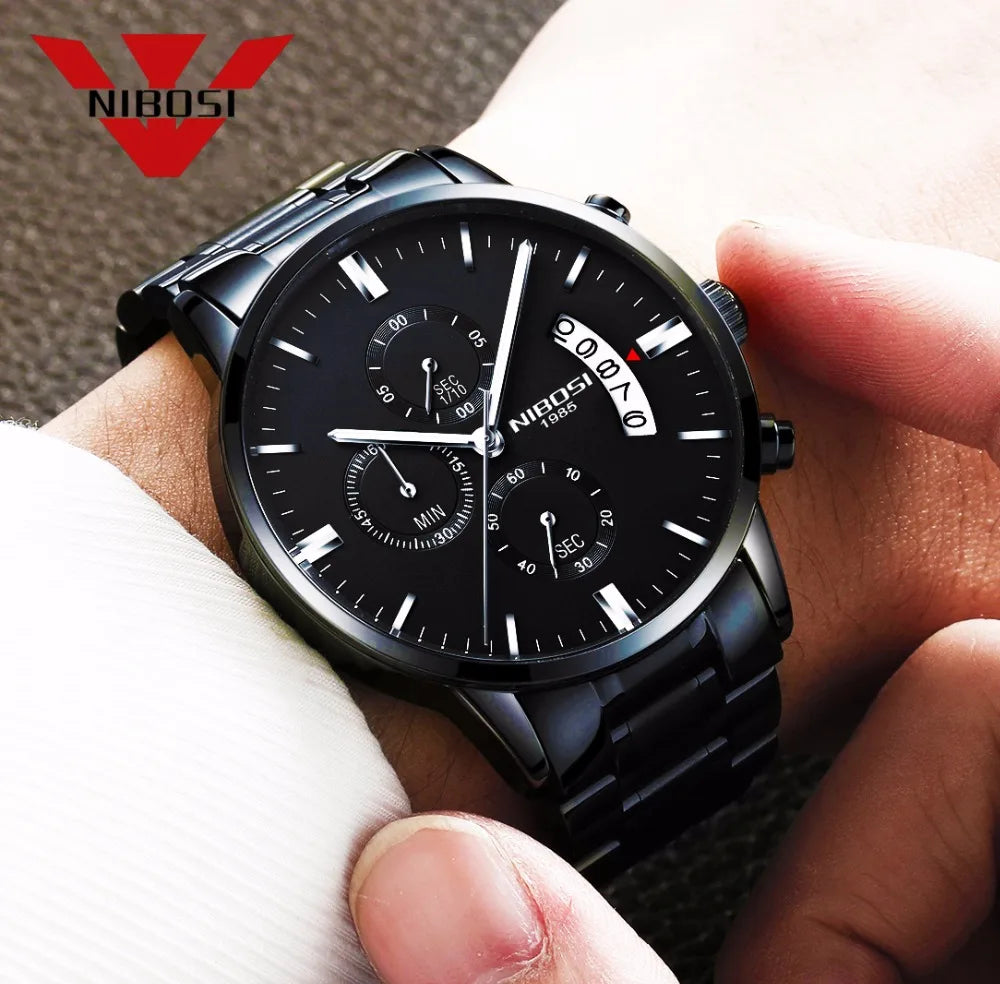 Relógio Masculino Nibosi - Marca Superior, Estilo Militar, Movimento Quartzo e Design Esportivo