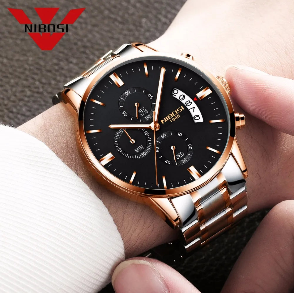 Relógio Masculino Nibosi - Marca Superior, Estilo Militar, Movimento Quartzo e Design Esportivo
