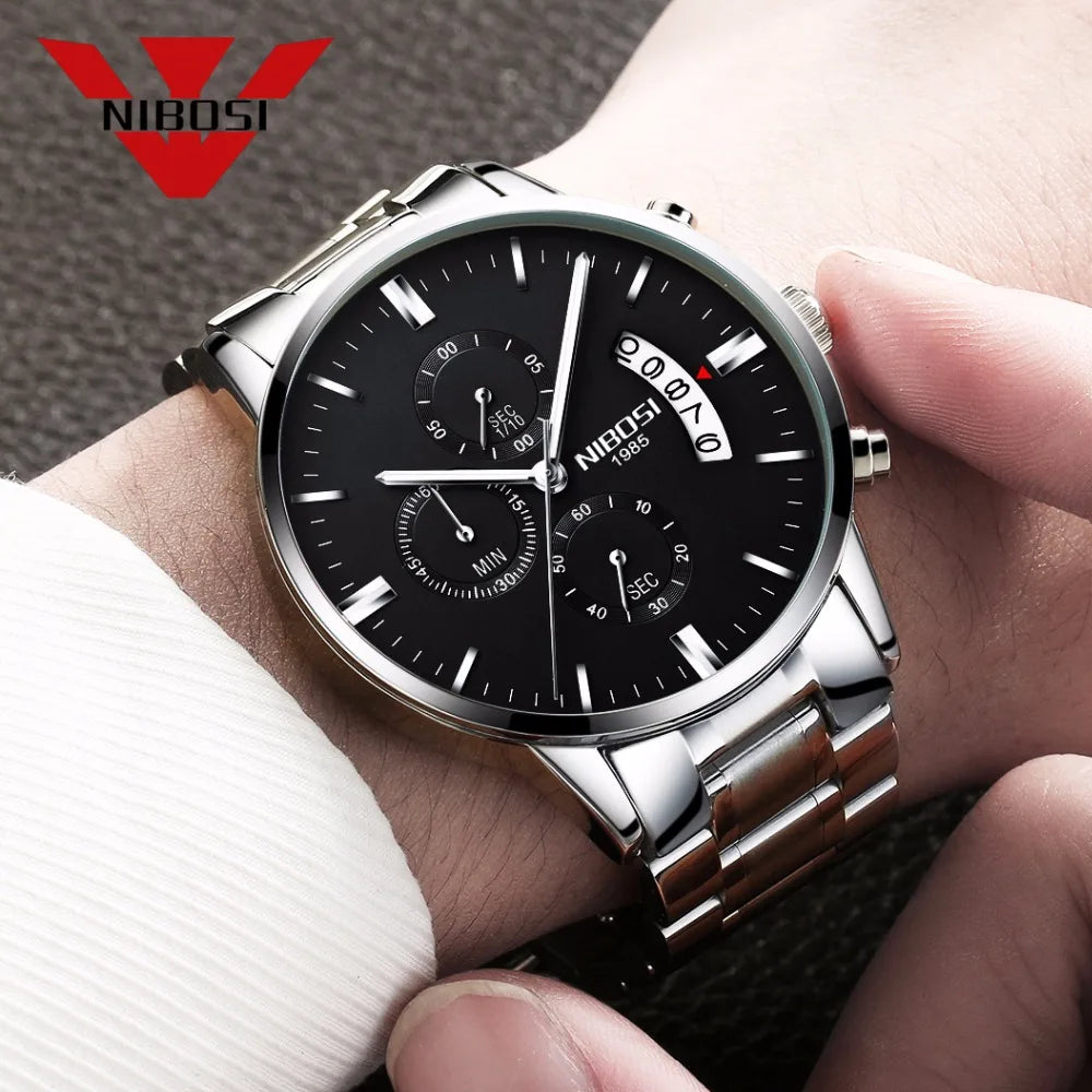 Relógio Masculino Nibosi - Marca Superior, Estilo Militar, Movimento Quartzo e Design Esportivo