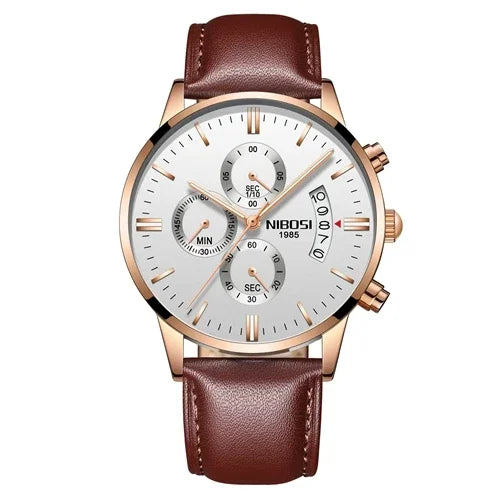 Relógio Masculino Nibosi - Marca Superior, Estilo Militar, Movimento Quartzo e Design Esportivo