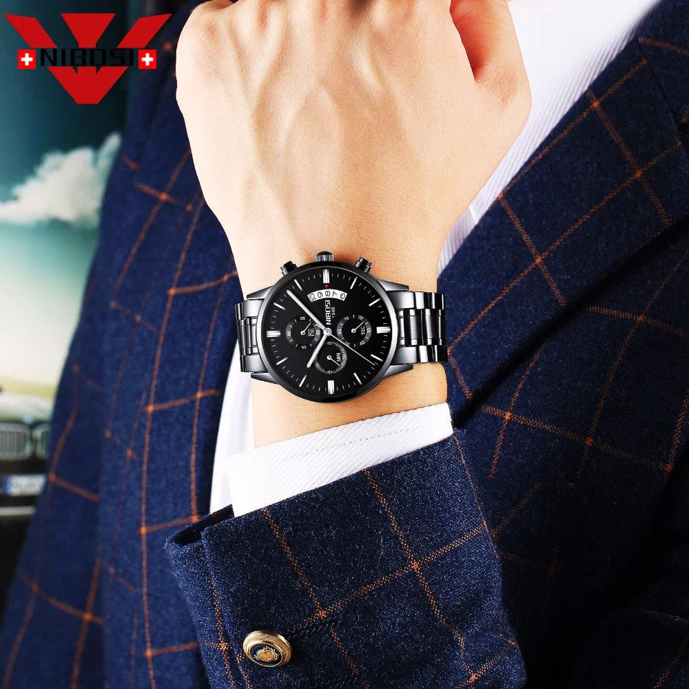 Relógio Masculino Nibosi - Marca Superior, Estilo Militar, Movimento Quartzo e Design Esportivo