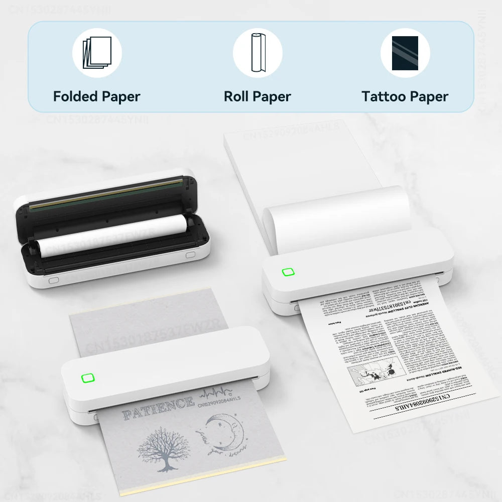 Impressora Térmica A4 Labelwell Portátil sem Tinta USB Bluetooth Wireless para Impressão de Documentos PDF, Fotos e Estêncil de Tatuagem (A4)