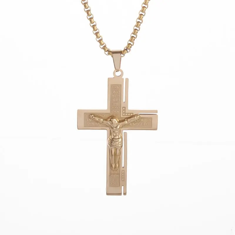 Colar Criativo com Pingente de Cruz de Jesus Cristo – Design Religioso Simples e Elegante para Homens e Mulheres
