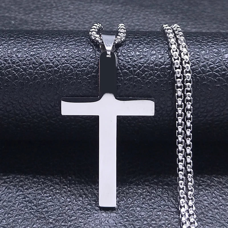 Cruz de Aço Inoxidável – Gargantilha Colar para Homem Banhada a Ouro – Joias Masculinas com Corrente Estilosa (Modelo N1173S02)