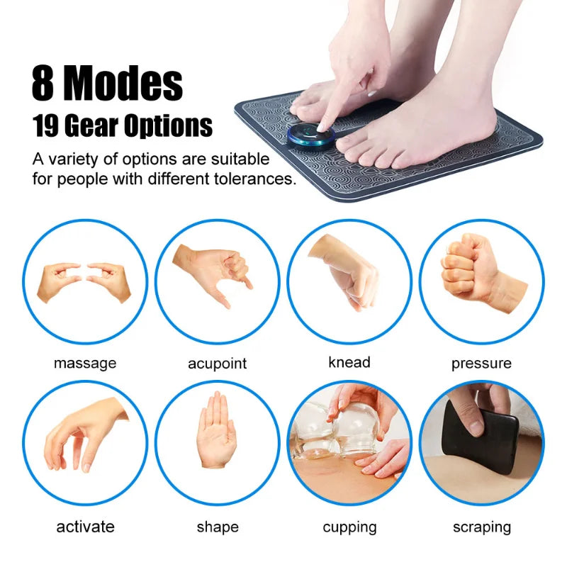 Tapete Massageador Elétrico Para Pés, Fisioterapia Relaxamento Muscular de Pés Recarregável