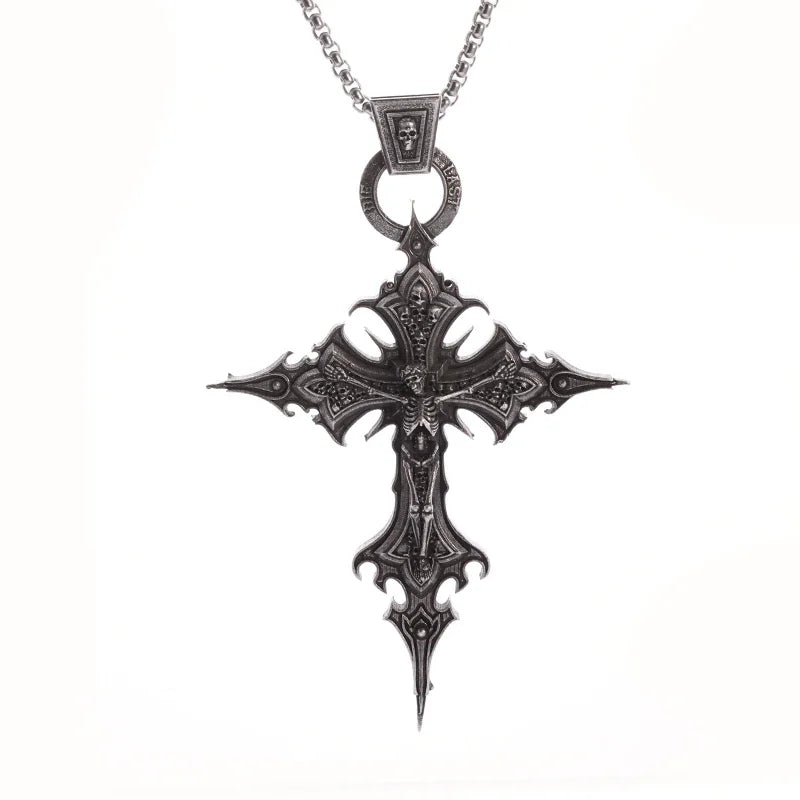 Colar Criativo com Pingente de Cruz de Jesus Cristo – Design Religioso Simples e Elegante para Homens e Mulheres