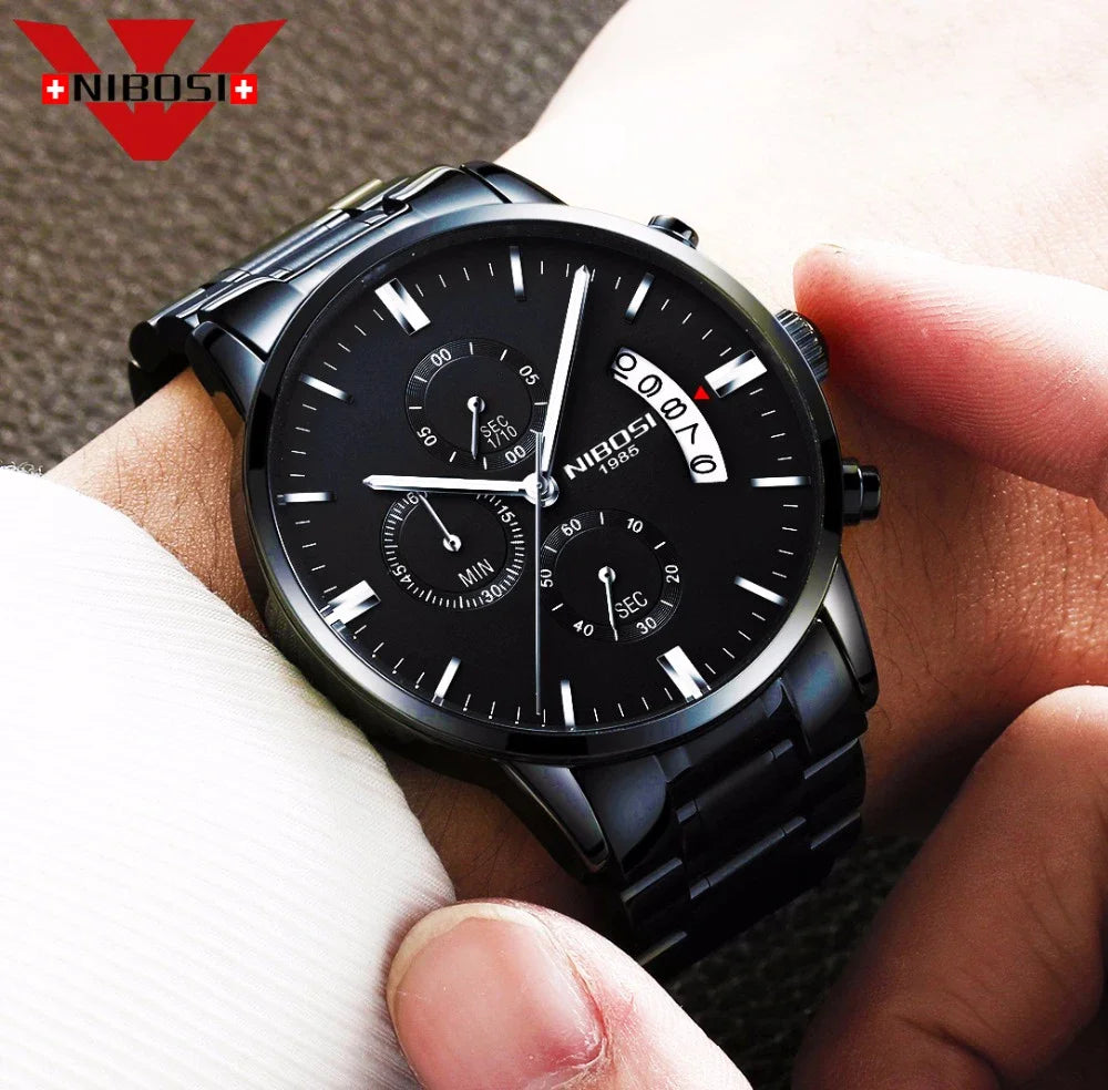 Relógio Masculino Nibosi - Marca Superior, Estilo Militar, Movimento Quartzo e Design Esportivo