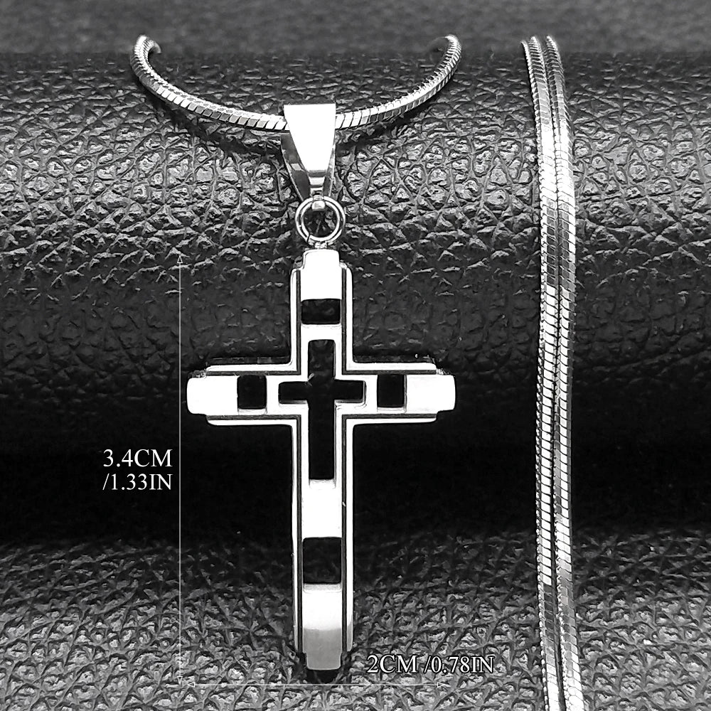 Cruz de Aço Inoxidável – Gargantilha Colar para Homem Banhada a Ouro – Joias Masculinas com Corrente Estilosa (Modelo N1173S02)