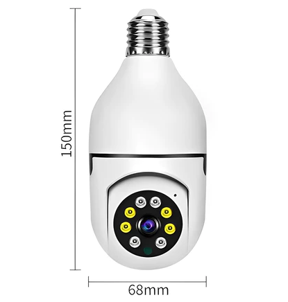 Câmera Segurança Wifi Ip Sem Fio 360 Com Encaixe Lâmpada Bocal Aplicativo Full HD Visão - Bivolt