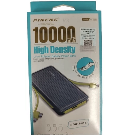 Carregador Portátil Power Bank 10000mah com 3 Saídas v8 iphone e type-c KD-956