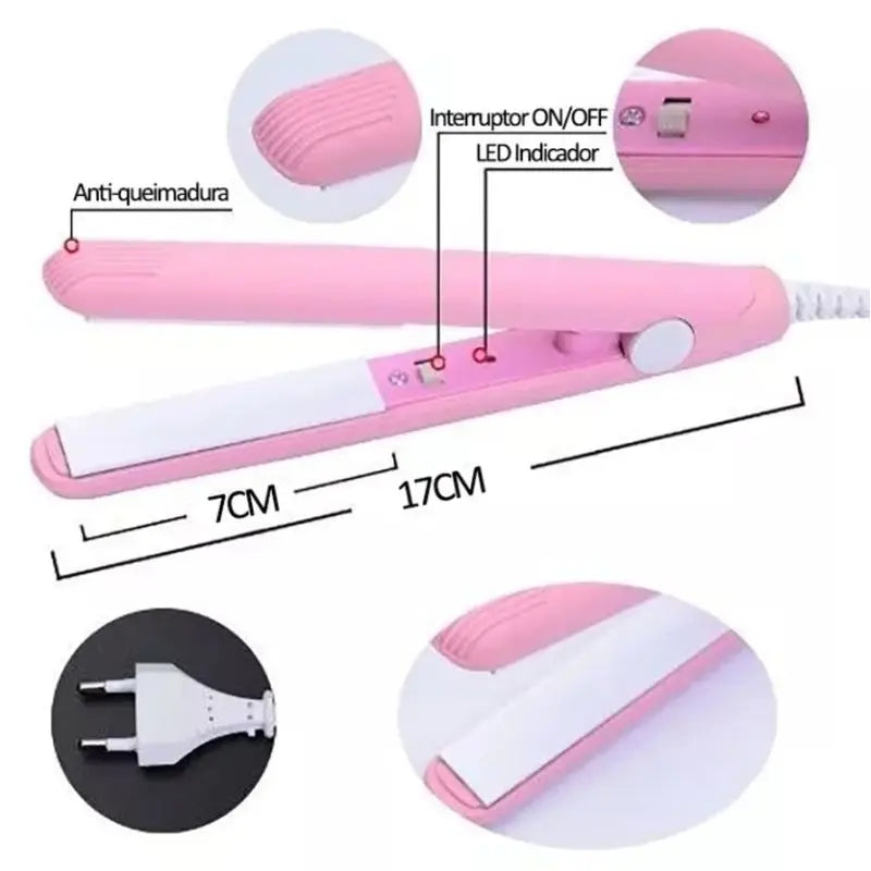 Mini chapinha prancha portátil de bolsa viagem bivolt