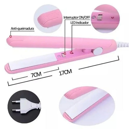 Mini chapinha prancha portátil de bolsa viagem bivolt