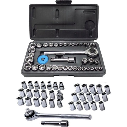 Kit de 40 Peças Chave de Catraca Reversível com Soquetes 1/4