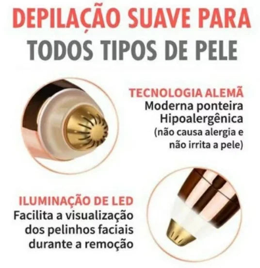 Caneta Depilador Sobrancelha Elétrico Removedor Tira Pelos USB Recarregável