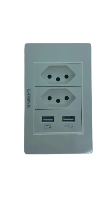 Tomada de Parede com Entradas USB e Carregador Universal para Dispositivos