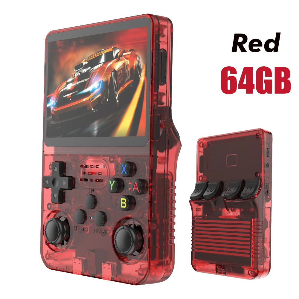 Console de Videogame Portátil Retro 128G R36S, Sistema Linux, Tela IPS de 3,5 Polegadas, Player de Vídeo Portátil R35s Pro com 64GB de Jogos
