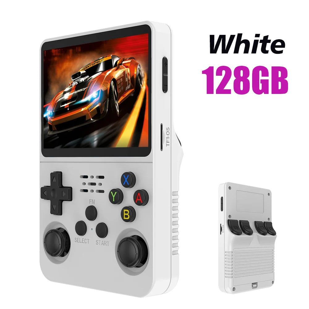 Console de Videogame Portátil Retro 128G R36S, Sistema Linux, Tela IPS de 3,5 Polegadas, Player de Vídeo Portátil R35s Pro com 64GB de Jogos