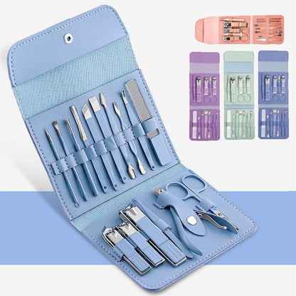 Kit 16 Pçs Cortador De Unhas Pedicure Tesoura Prego Conjunto De Ferramentas Em Aço Inoxidável Com Bolsa Dobráve