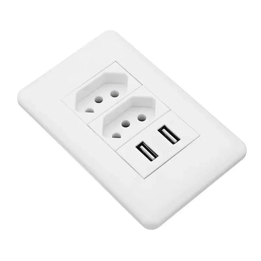 Tomada de Parede com Entradas USB e Carregador Universal para Dispositivos