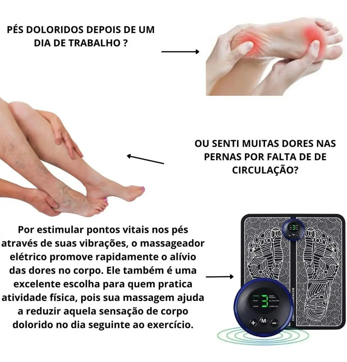 Kit Tapete Massageador + Mini Massageadora Elétrico Cervical