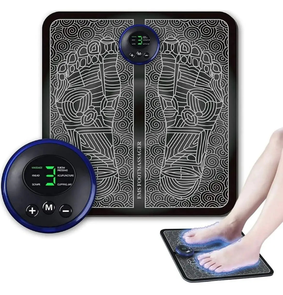 Kit Tapete Massageador + Mini Massageadora Elétrico Cervical