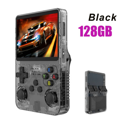 Console de Videogame Portátil Retro 128G R36S, Sistema Linux, Tela IPS de 3,5 Polegadas, Player de Vídeo Portátil R35s Pro com 64GB de Jogos