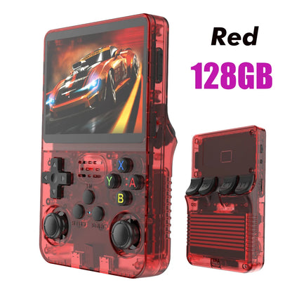 Console de Videogame Portátil Retro 128G R36S, Sistema Linux, Tela IPS de 3,5 Polegadas, Player de Vídeo Portátil R35s Pro com 64GB de Jogos