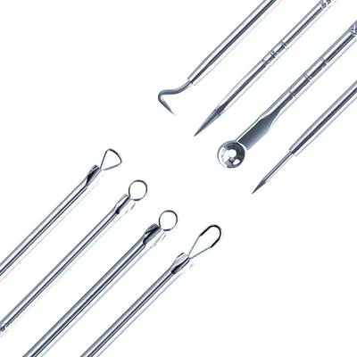 Kit 4 Ferramentas de Beleza Removedor de Cravo, Espinha, Aço Inoxidável