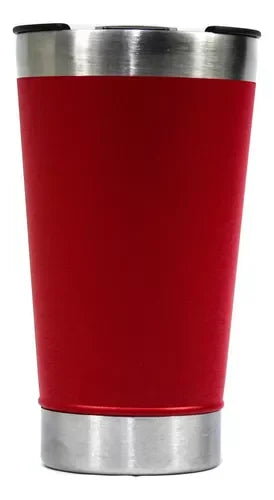 Copo Térmico De Cerveja,  Aço Inox Parede Dupla Com Tampa Semi Aberta 473ml