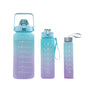 KIT com 3 Garrafas (2L, 900ml, 300ml) - Motivacional com Adesivos 2D e 3D