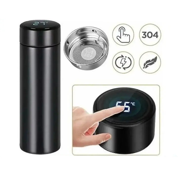 Garrafa Térmica 500ML Com Led Inox - Agua / Café - Display Digital