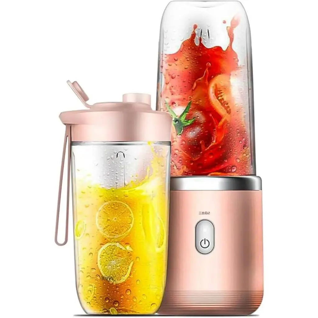 Espremedor elétrico sem fio com 6 lâminas, copo de suco de frutas, mini suco elétrico automático 400 ml