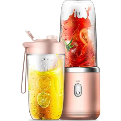 Espremedor elétrico sem fio com 6 lâminas, copo de suco de frutas, mini suco elétrico automático 400 ml