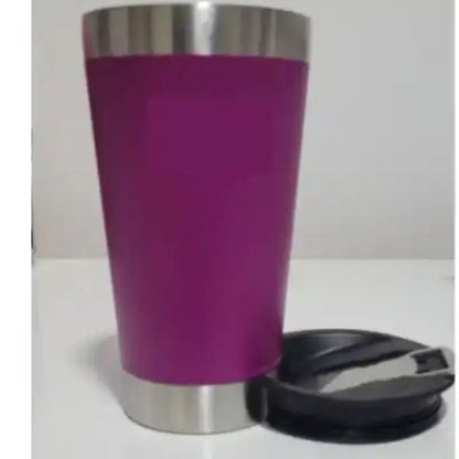 Copo Térmico De Cerveja,  Aço Inox Parede Dupla Com Tampa Semi Aberta 473ml