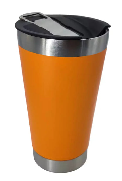 Copo Térmico De Cerveja,  Aço Inox Parede Dupla Com Tampa Semi Aberta 473ml