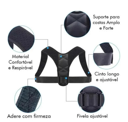 Corretor Postural Unissex Alinhamento Ombro Coluna Ajustável