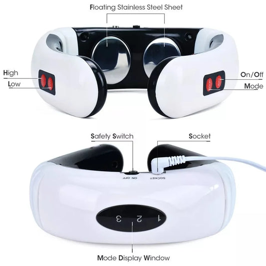 Massageador Elétrico para Pescoço, Alivia Dores e contrações muscular.