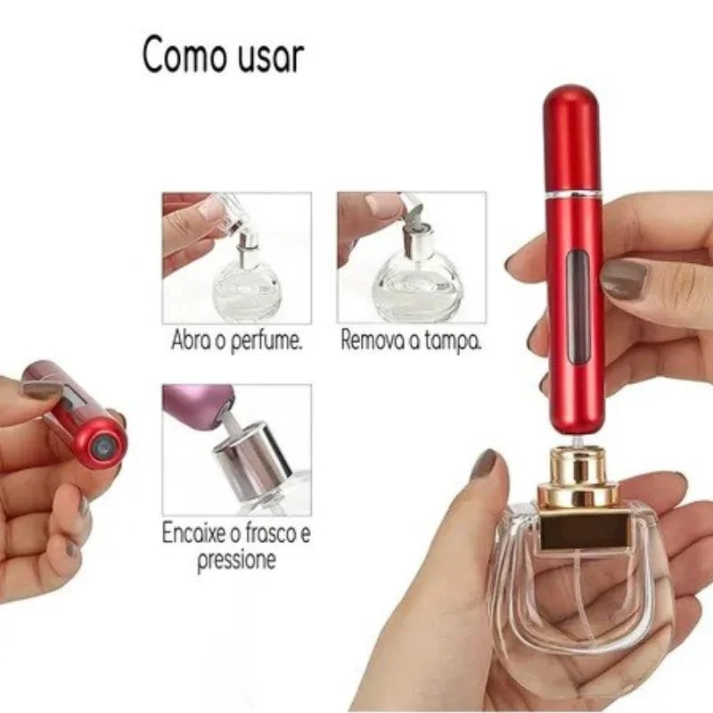 Mini Cápsula Spray Porta Perfume 5ml Recarregáveis Ideal p/ Viagens/Festas/Trabalho