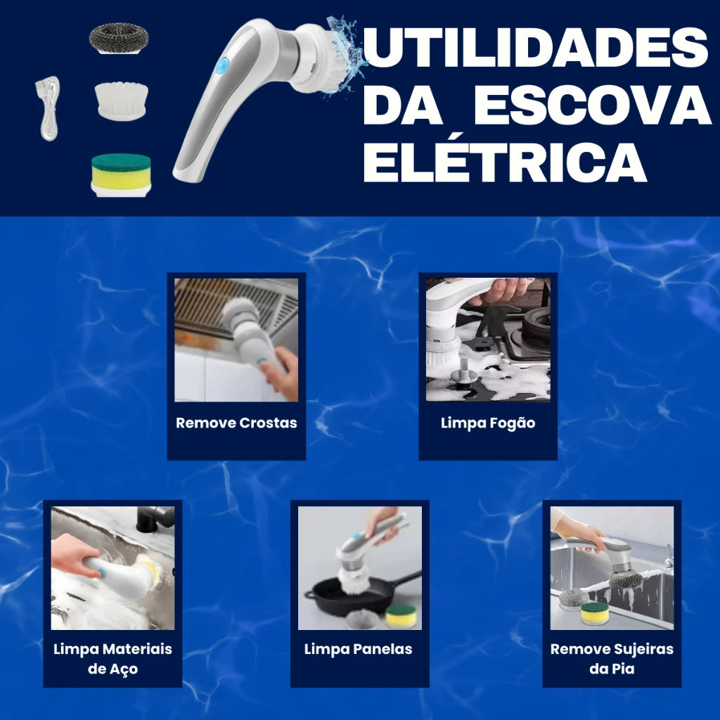 Escova Elétrica de Limpeza, Multifuncional para sua casa.