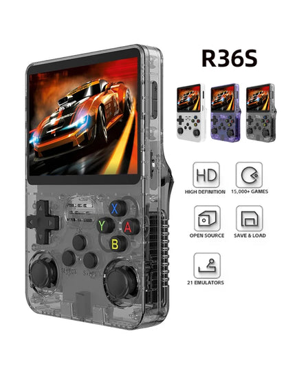 Console de Videogame Portátil Retro 128G R36S, Sistema Linux, Tela IPS de 3,5 Polegadas, Player de Vídeo Portátil R35s Pro com 64GB de Jogos