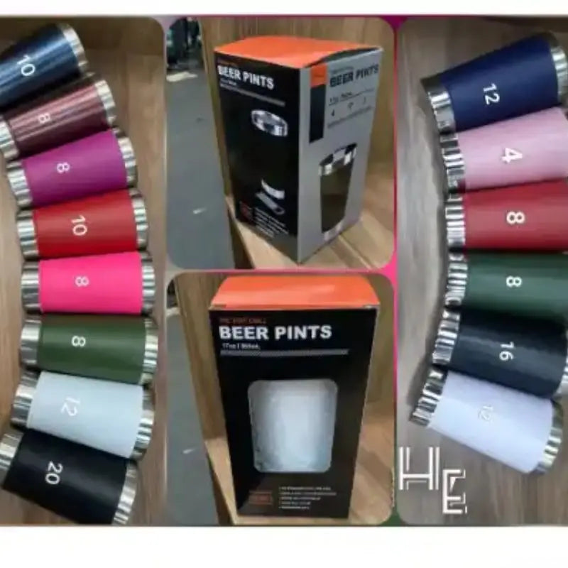 Copo Térmico De Cerveja,  Aço Inox Parede Dupla Com Tampa Semi Aberta 473ml