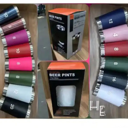 Copo Térmico De Cerveja,  Aço Inox Parede Dupla Com Tampa Semi Aberta 473ml