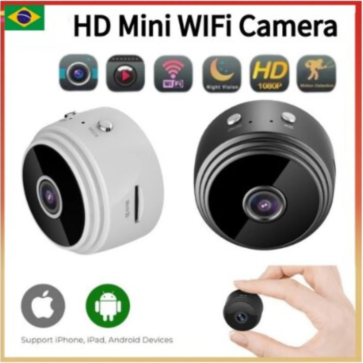 Câmera A9 HD 720P com Visão Noturna e Wifi - Mini Câmera Sem Fio para Vigilância