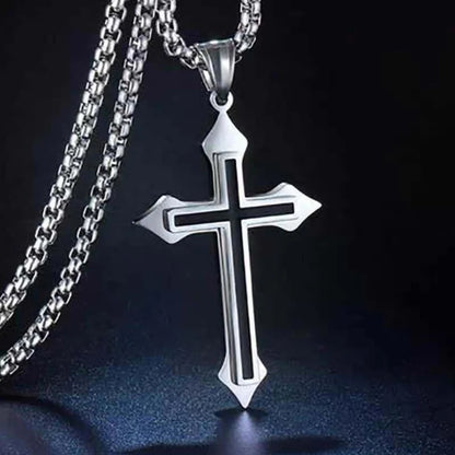 Colar Criativo com Pingente de Cruz de Jesus Cristo – Design Religioso Simples e Elegante para Homens e Mulheres