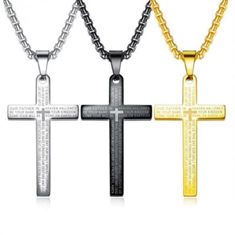 Colar Criativo com Pingente de Cruz de Jesus Cristo – Design Religioso Simples e Elegante para Homens e Mulheres